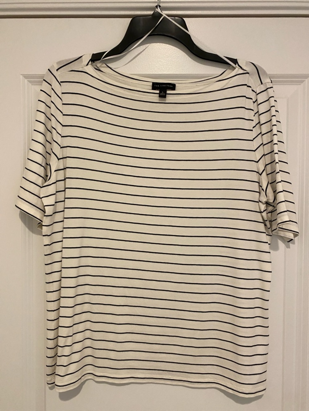 The Limited Cream and Black Striped Short Sleeve Tee